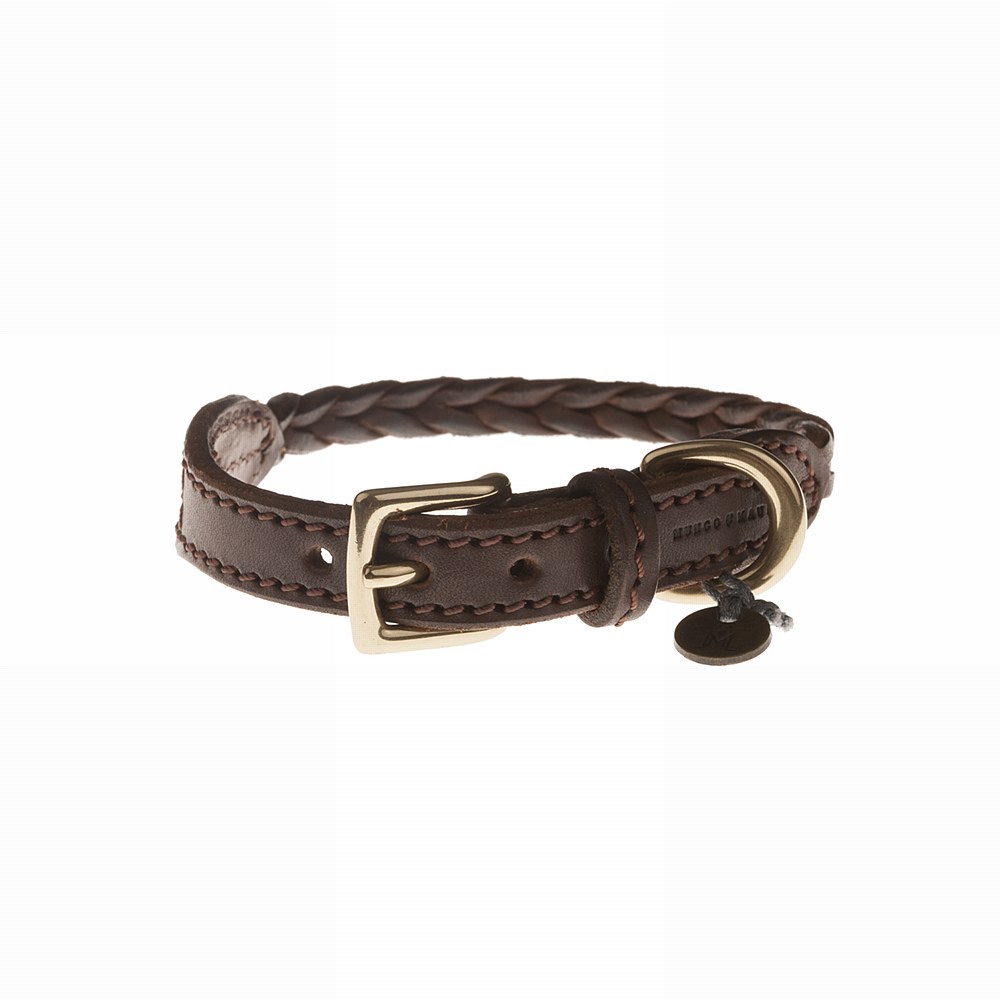 Plaited leather hot sale dog collar